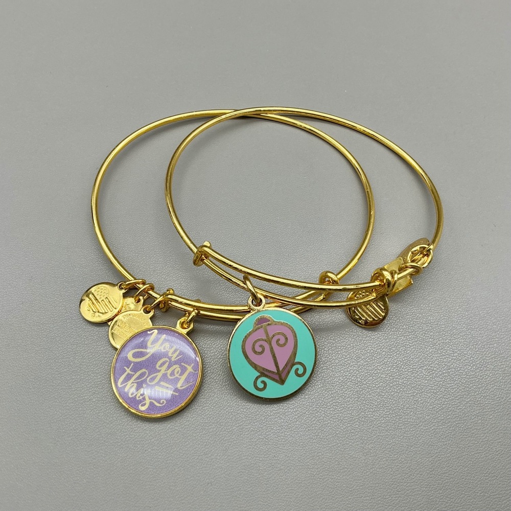 Alex And Ani Bangle Bracelet Set Womens Gold Tone You Got This The Way Home
